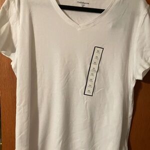 White  v neck t shirt womens